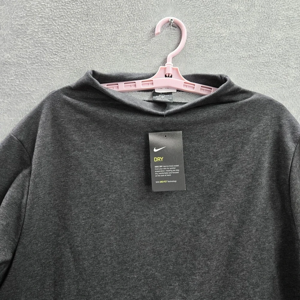 Nike Women Sweatshirt L Gray  Yoga‎ Training Pullover Cropped Loose Fit NWT